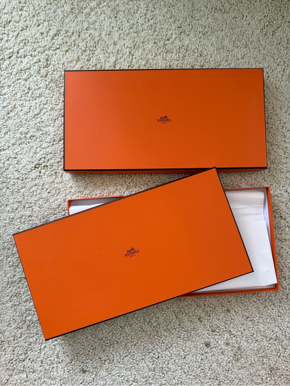 New Hermes box scarf rectangle long lid authentic EMPTY tissue paper